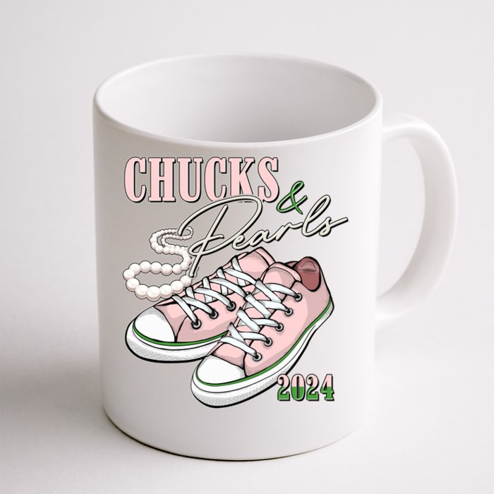 Chucks And Pearls Kamala Harris 2024 Aka Sorority Pink And Green Front & Back Coffee Mug