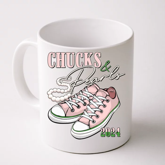 Chucks And Pearls Kamala Harris 2024 Aka Sorority Pink And Green Front & Back Coffee Mug