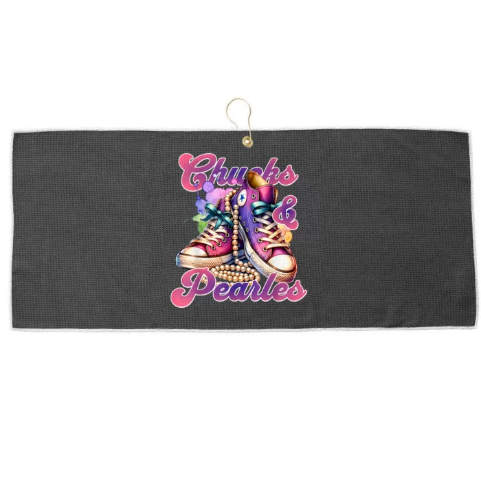 Chucks And Pearls IM With Her Kamala Large Microfiber Waffle Golf Towel