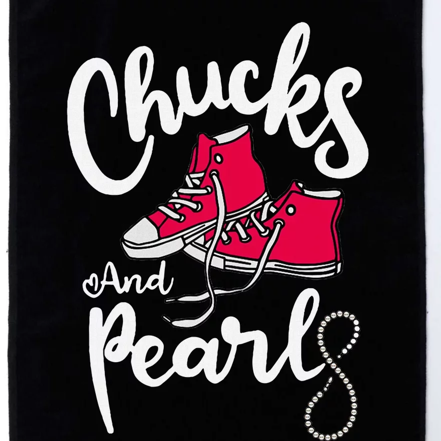 Chucks And Pearls IM With Her Kamala Harris Supporters Platinum Collection Golf Towel