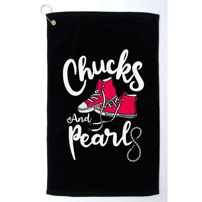 Chucks And Pearls IM With Her Kamala Harris Supporters Platinum Collection Golf Towel