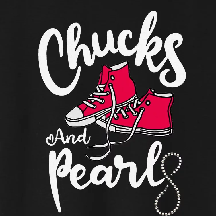 Chucks And Pearls IM With Her Kamala Harris Supporters Women's Crop Top Tee