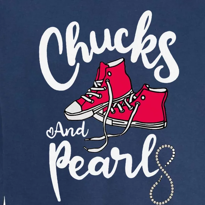 Chucks And Pearls IM With Her Kamala Harris Supporters Garment-Dyed Sweatshirt