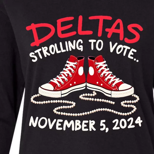 Chucks And Pearls Deltas Strolling To Vote November 5 2024 Womens Cotton Relaxed Long Sleeve T-Shirt