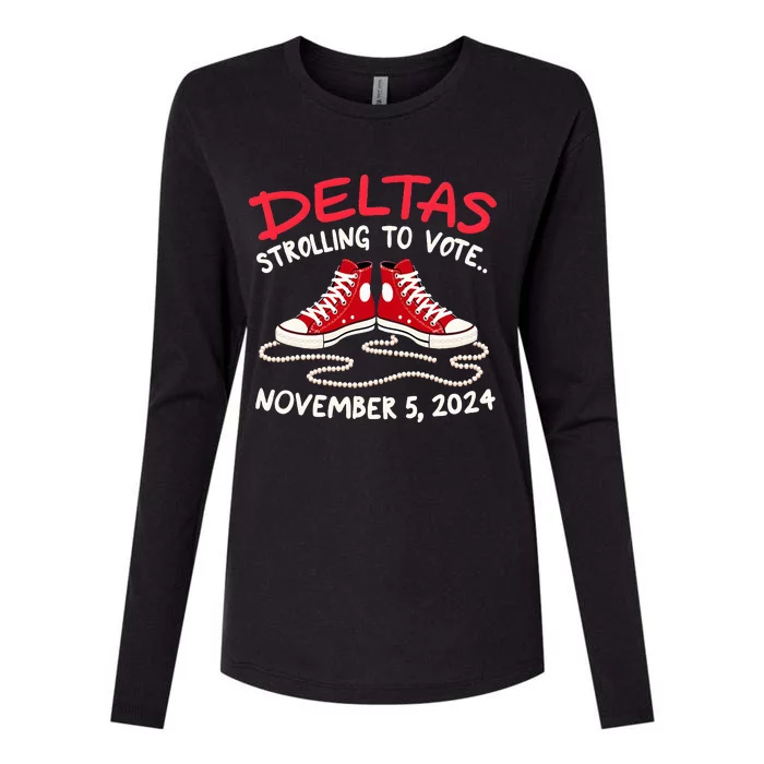 Chucks And Pearls Deltas Strolling To Vote November 5 2024 Womens Cotton Relaxed Long Sleeve T-Shirt