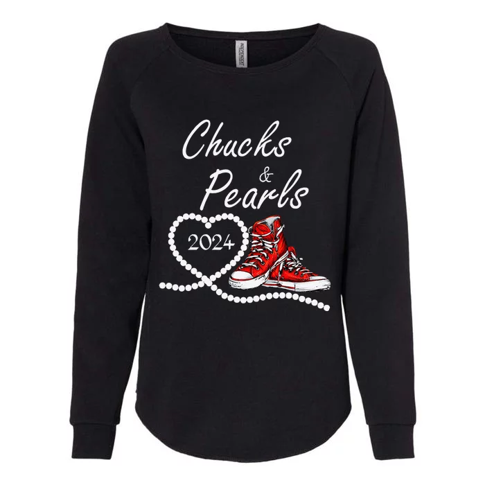 Chucks And Pearls 2024 Kamala Harris For President 47th Womens California Wash Sweatshirt