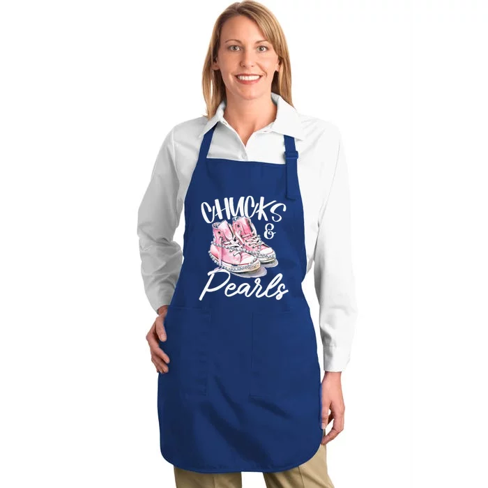 Chucks And Pearls Kamala Harris 2024 Full-Length Apron With Pocket