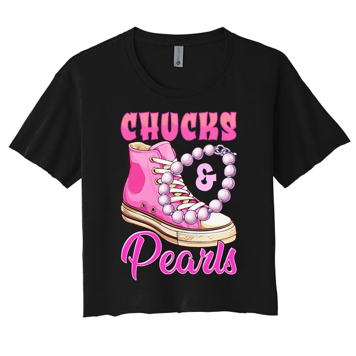 Chucks And Pearls Women's Crop Top Tee