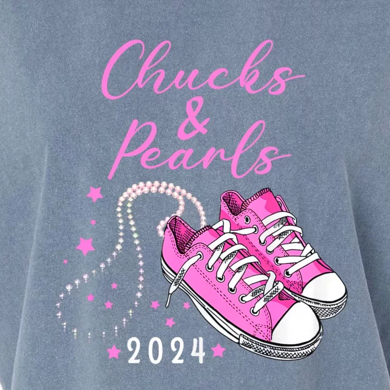 Chucks And Pearls 2024 Kamala Harris For President 47th Garment-Dyed Women's Muscle Tee