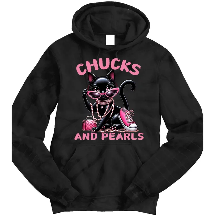 Chucks And Pearls FashionBeautiful Black Cat Tie Dye Hoodie