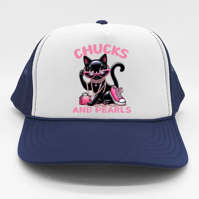 Chucks And Pearls FashionBeautiful Black Cat Trucker Hat