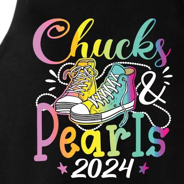 Chucks And Pearls Im With Her Kamala 2024 Ladies Tri-Blend Wicking Tank