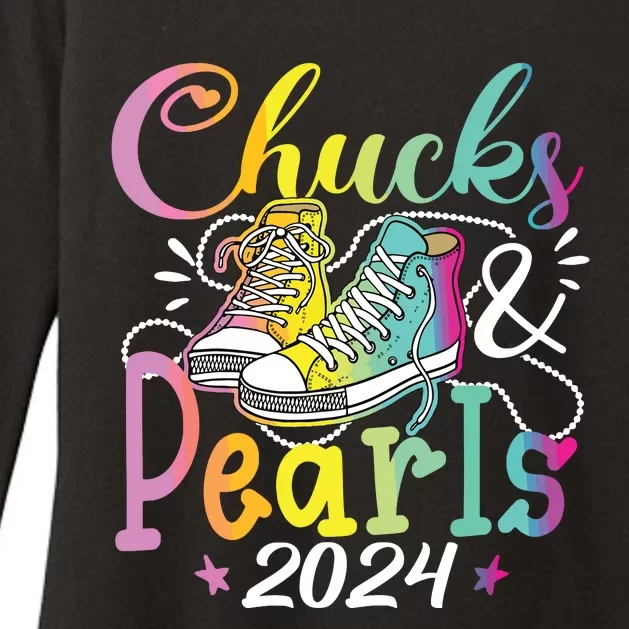 Chucks And Pearls Im With Her Kamala 2024 Womens CVC Long Sleeve Shirt