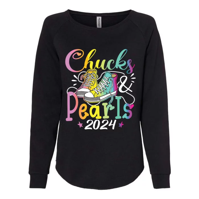 Chucks And Pearls Im With Her Kamala 2024 Womens California Wash Sweatshirt