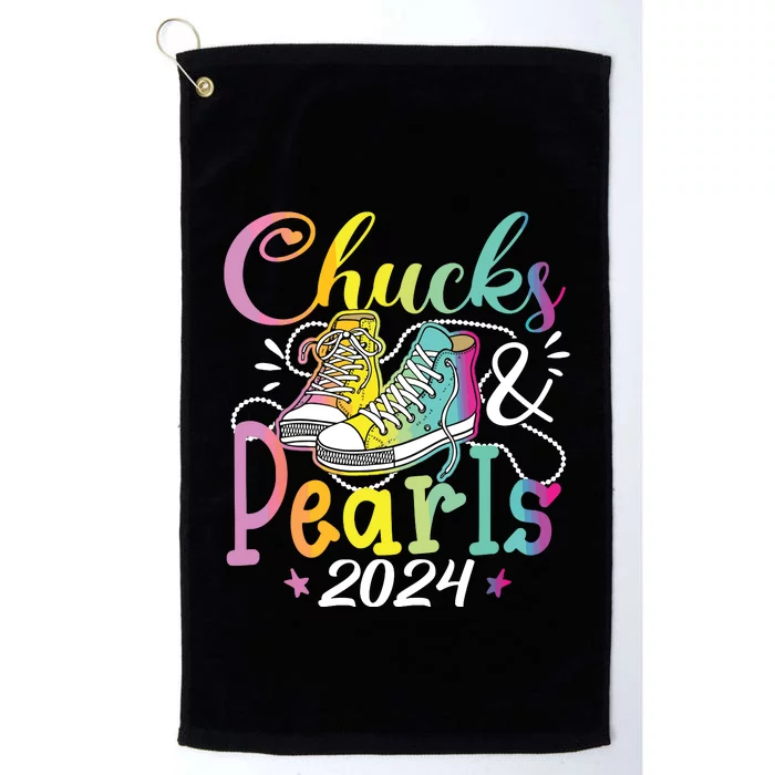 Chucks And Pearls Im With Her Kamala 2024 Platinum Collection Golf Towel