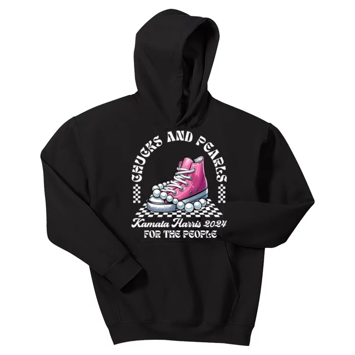 Chucks And Pearls Kamala Harris 2024 President Campaign Kids Hoodie