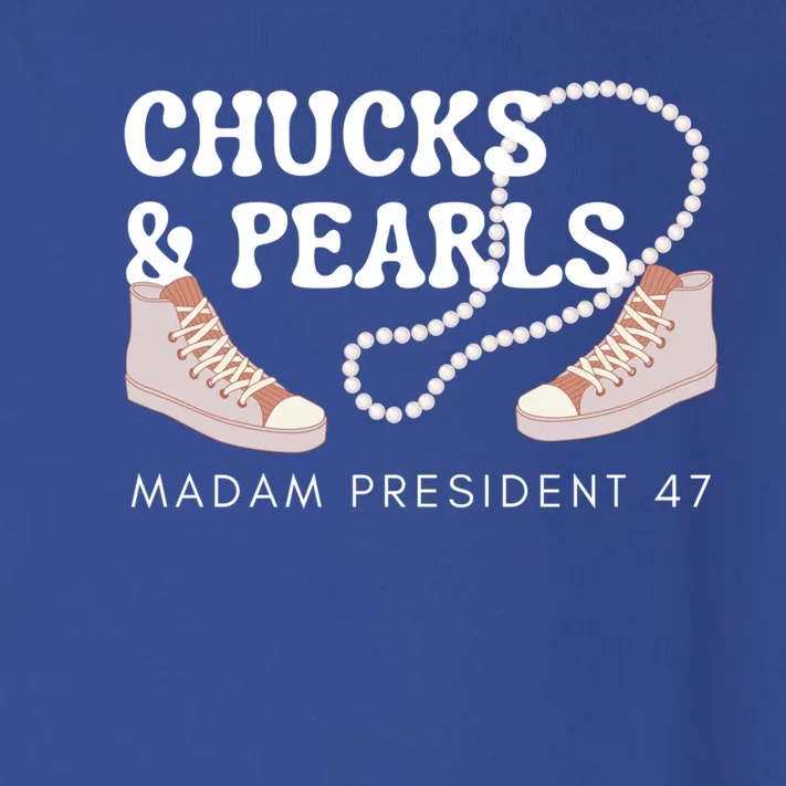 Chucks And Pearls 2024 Kamala Harris Madam President 47 Gift Toddler Long Sleeve Shirt