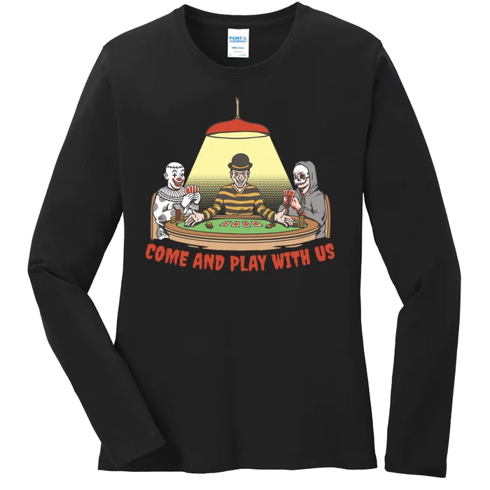 Come And Play With Us Spooky Horror Halloween Ladies Long Sleeve Shirt