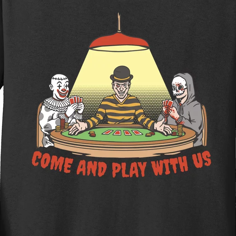 Come And Play With Us Spooky Horror Halloween Kids Long Sleeve Shirt