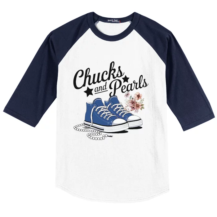 Chucks And Pearls For Ladies 2025 For Ladies Baseball Sleeve Shirt