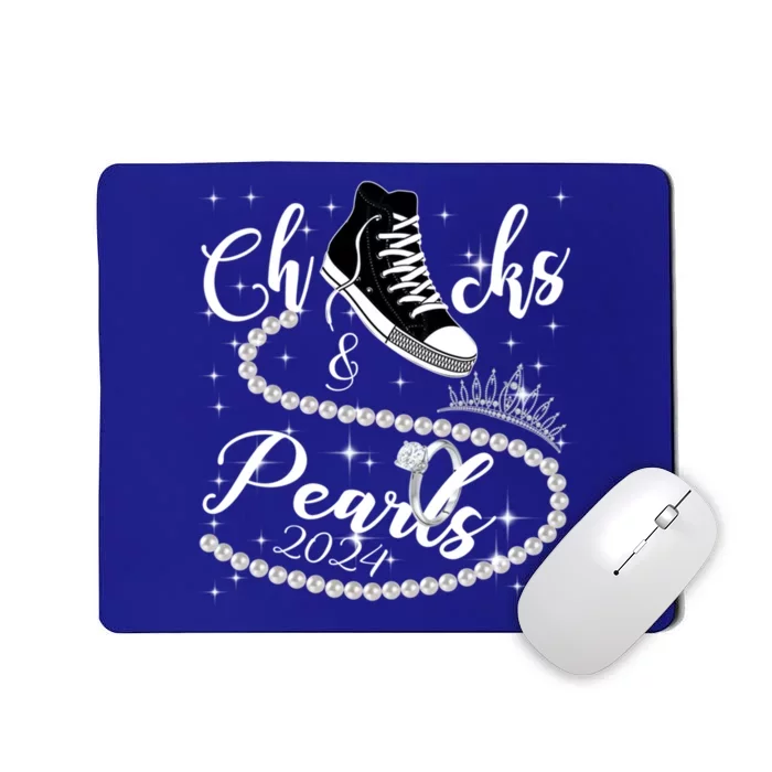 Chucks And Pearls 2024 Kamala Harris 2024 Vote For President Funny Gift Mousepad