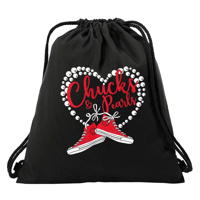 Chucks And Pearls Im With Her 2024 Drawstring Bag