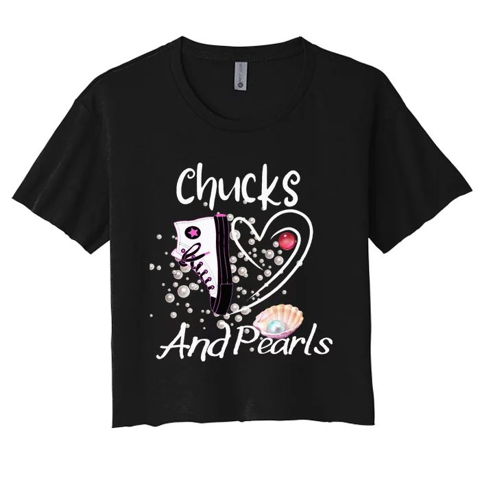 Chucks And Pearls Fashion Women's Crop Top Tee