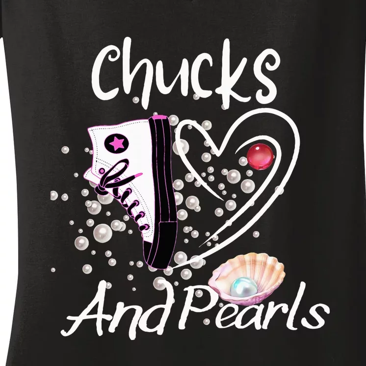 Chucks And Pearls Fashion Women's V-Neck T-Shirt