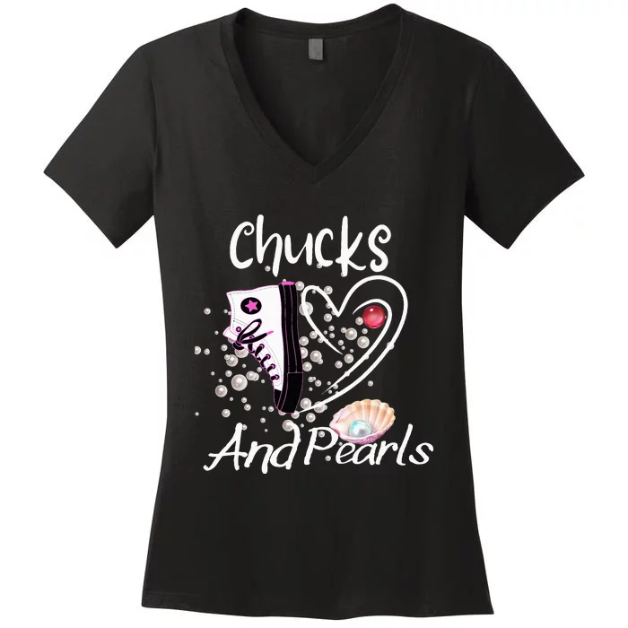 Chucks And Pearls Fashion Women's V-Neck T-Shirt