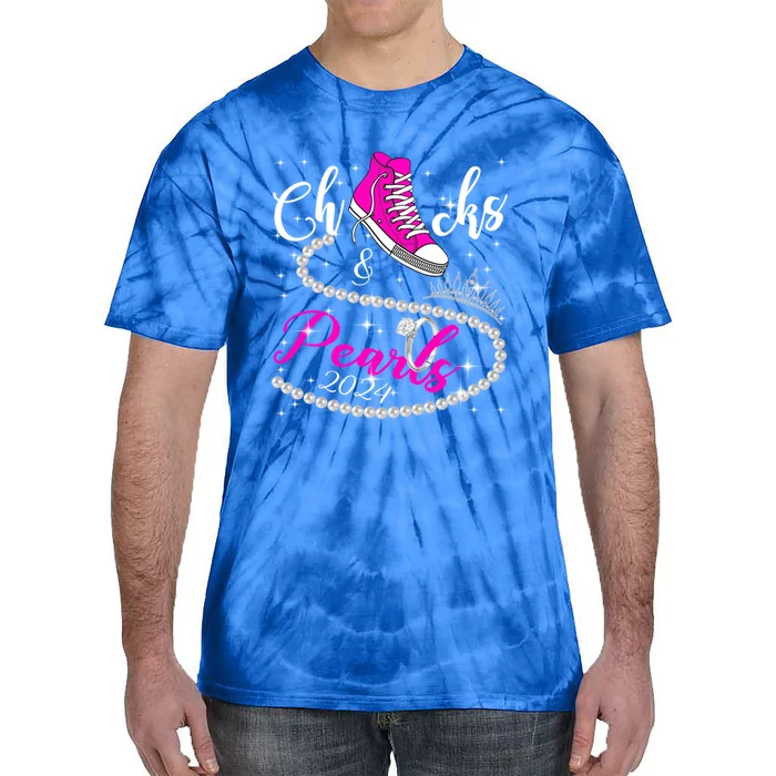 Chucks And Pearls 2024 Kamala Harris 2024 Vote President 47 Gift Tie-Dye T-Shirt