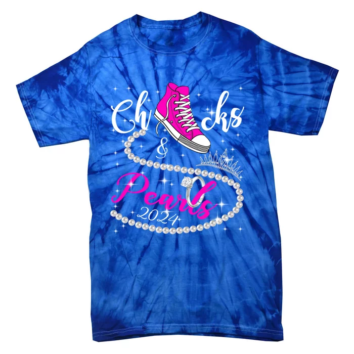 Chucks And Pearls 2024 Kamala Harris 2024 Vote President 47 Gift Tie-Dye T-Shirt