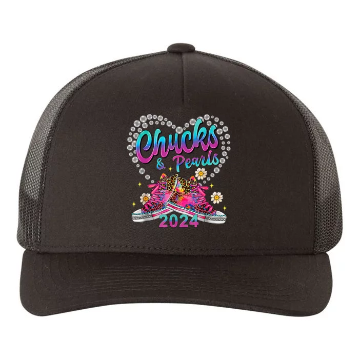 Chucks And Pearls Kamala Harris 2024 Yupoong Adult 5-Panel Trucker Hat