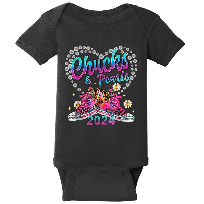 Chucks And Pearls Kamala Harris 2024 Baby Bodysuit