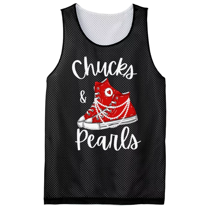 Chucks And Pearls Cute Women Gift Mesh Reversible Basketball Jersey Tank