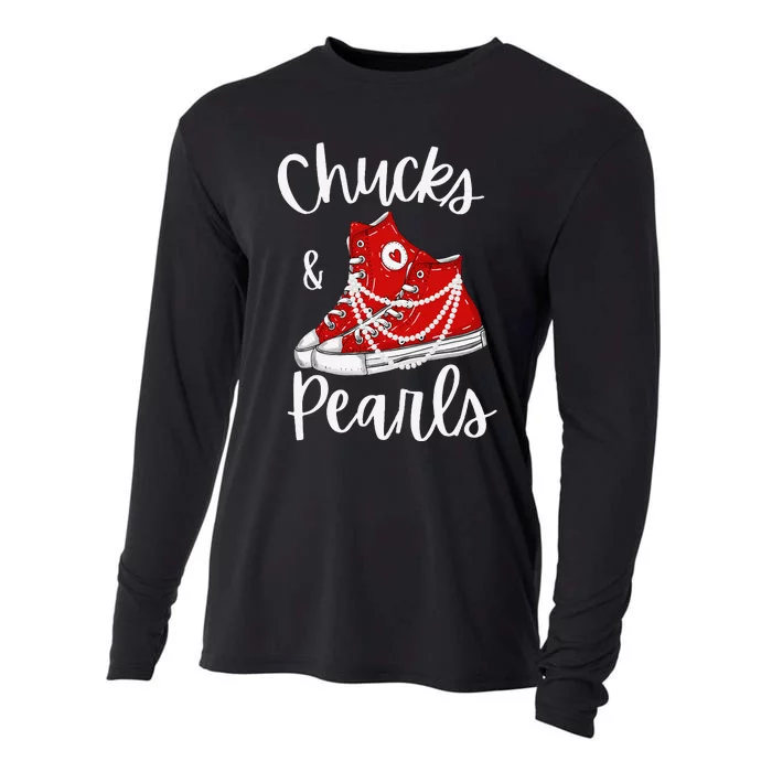 Chucks And Pearls Cute Women Gift Cooling Performance Long Sleeve Crew