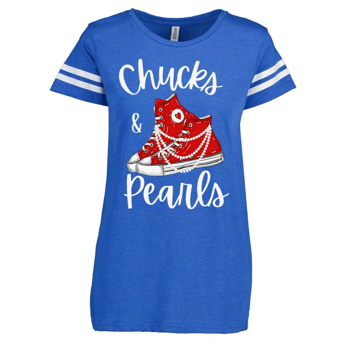 Chucks And Pearls Cute Women Gift Enza Ladies Jersey Football T-Shirt