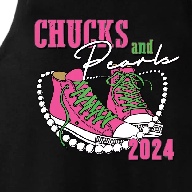 Chucks And Pearls Im With Her Kamala 2024 Ladies Tri-Blend Wicking Tank