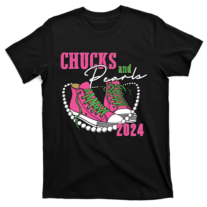 Chucks And Pearls Im With Her Kamala 2024 T-Shirt