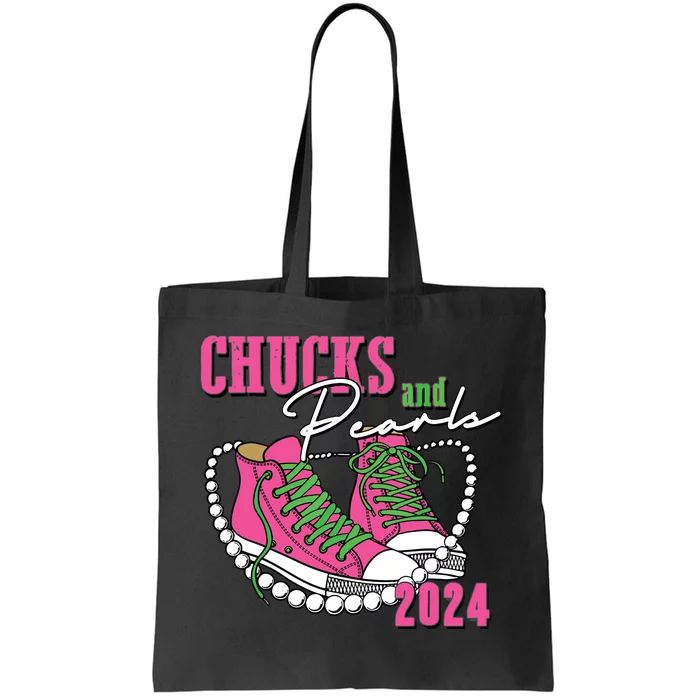 Chucks And Pearls Im With Her Kamala 2024 Tote Bag