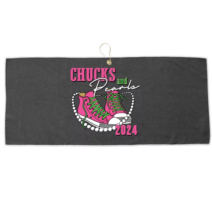 Chucks And Pearls Im With Her Kamala 2024 Large Microfiber Waffle Golf Towel