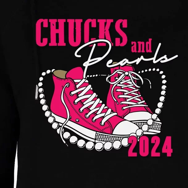 Chucks And Pearls Im With Her Kamala 2024 Womens Funnel Neck Pullover Hood