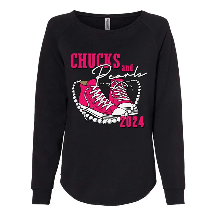 Chucks And Pearls Im With Her Kamala 2024 Womens California Wash Sweatshirt