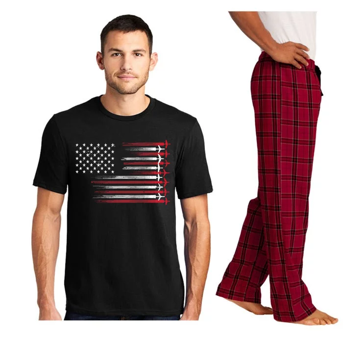 Cute Airplane Pilot Art For Men Women Aviation 4th Of July Pajama Set