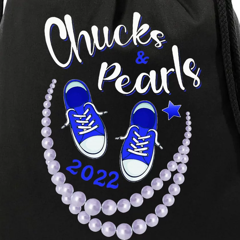 Chucks And Pearls Funny Kamala Harris 2024 Drawstring Bag