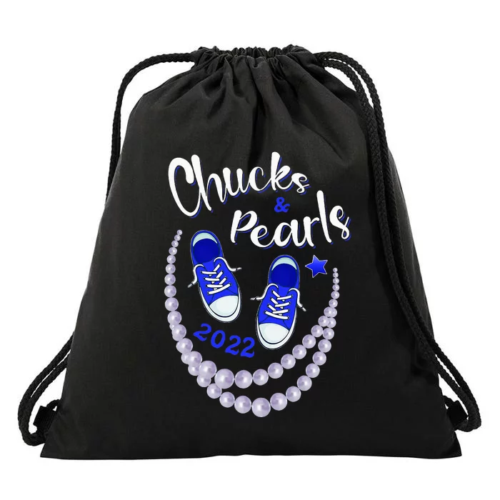 Chucks And Pearls Funny Kamala Harris 2024 Drawstring Bag