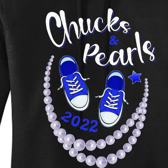 Chucks And Pearls Funny Kamala Harris 2024 Women's Pullover Hoodie