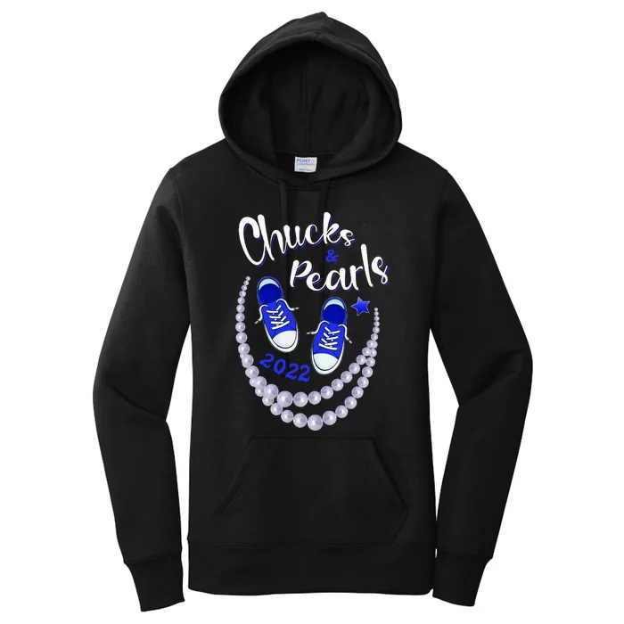 Chucks And Pearls Funny Kamala Harris 2024 Women's Pullover Hoodie