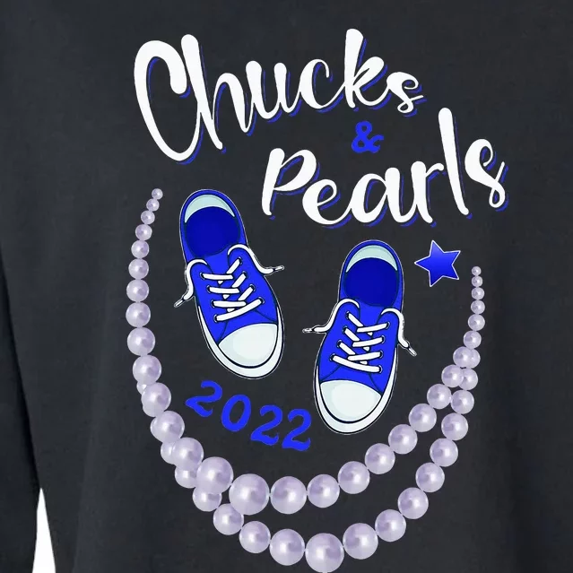 Chucks And Pearls Funny Kamala Harris 2024 Cropped Pullover Crew