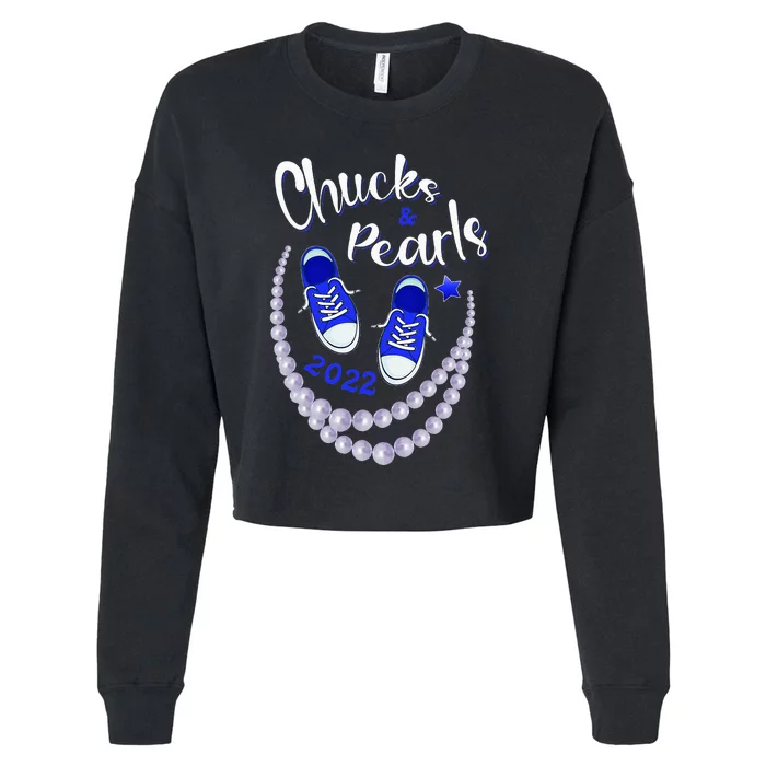 Chucks And Pearls Funny Kamala Harris 2024 Cropped Pullover Crew