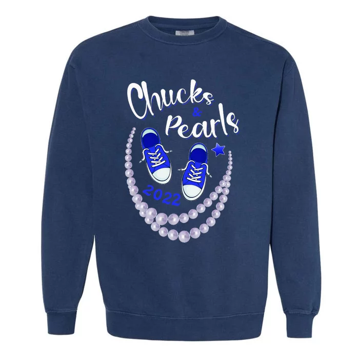 Chucks And Pearls Funny Kamala Harris 2024 Garment-Dyed Sweatshirt